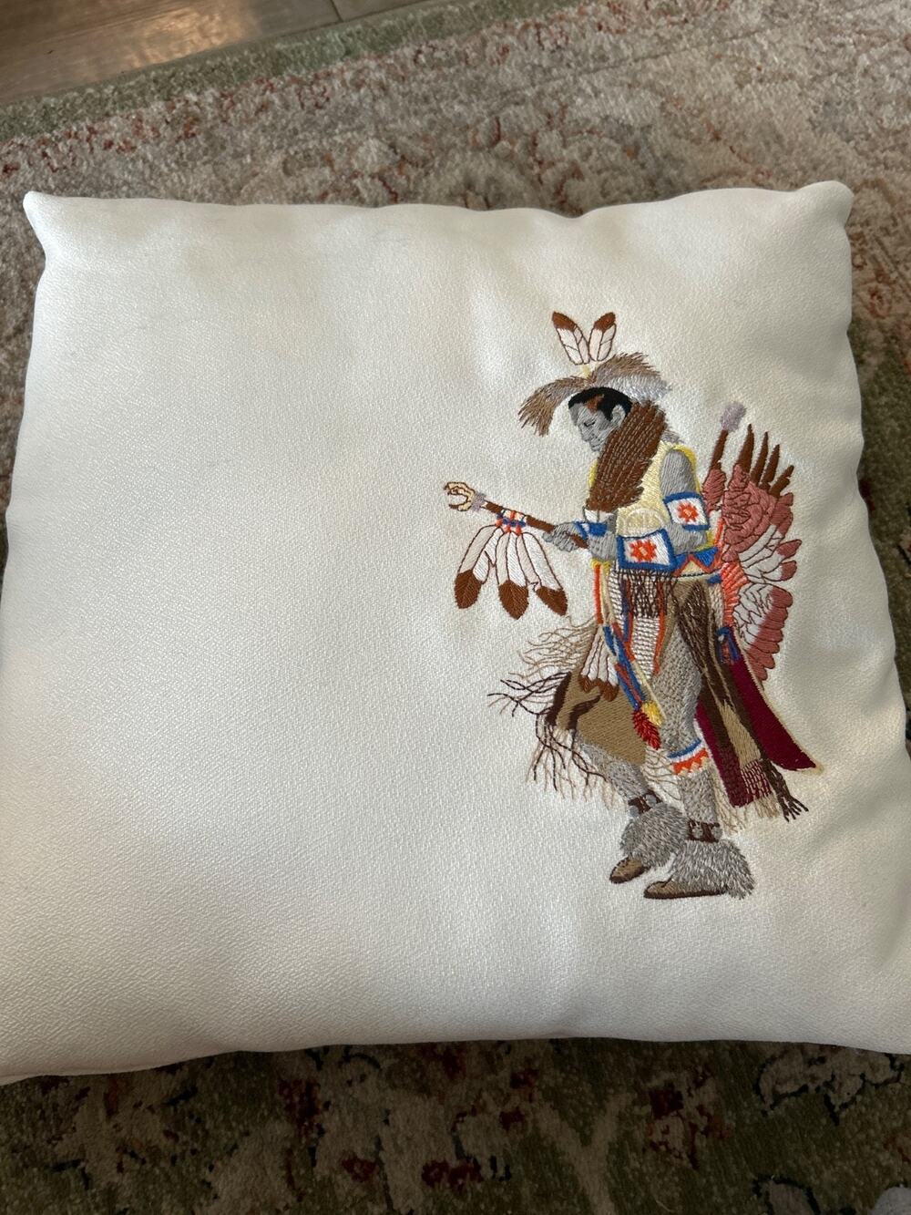 Handmade Embroidered Native American Pillow - Western